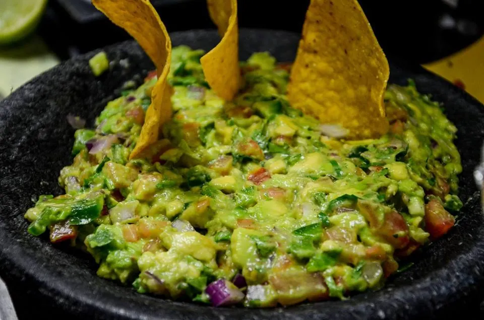 Fresh guacamole with chips